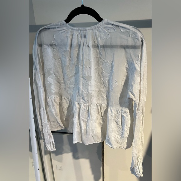 Aritzia Wilfred White Peplum Blouse Size XS - Picture 3 of 4